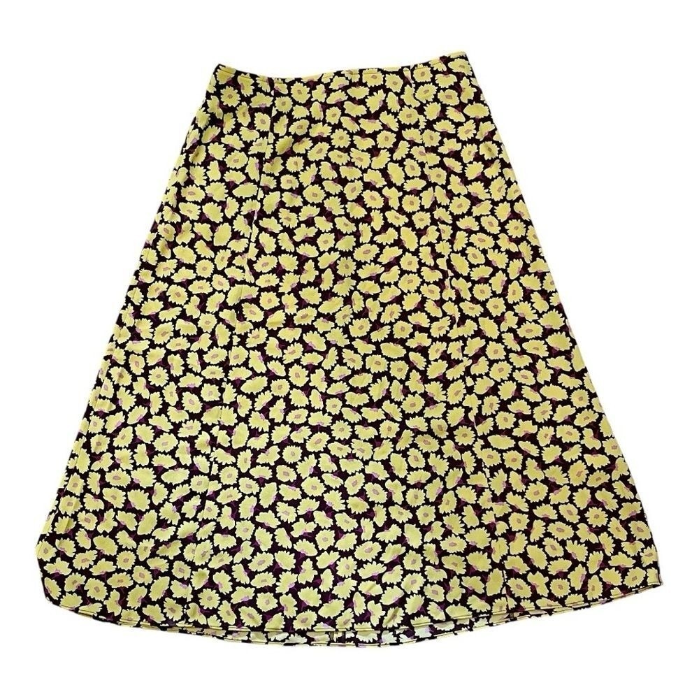 Kate Spade Sunny Bloom Daisy Midi Skirt Yellow /‎ Brown - XS